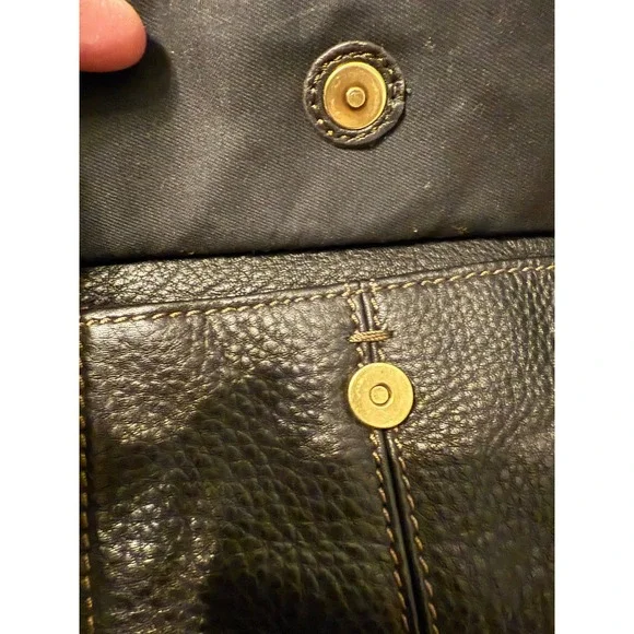 Fossil Black Leather Hobo Shoulder Bag Convertible Crossbody Brass Hardware